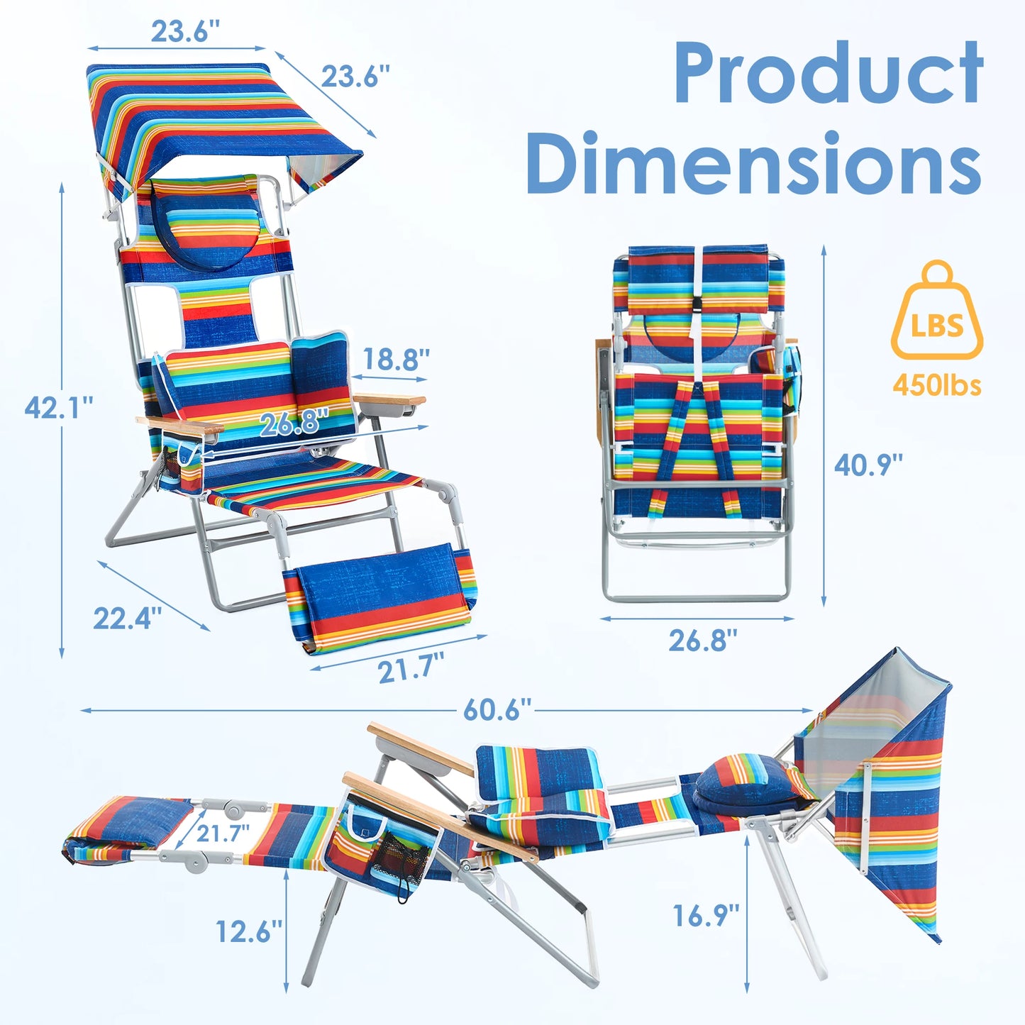 TCGBKAF Backpack Beach Chair With Canopy And Footrest