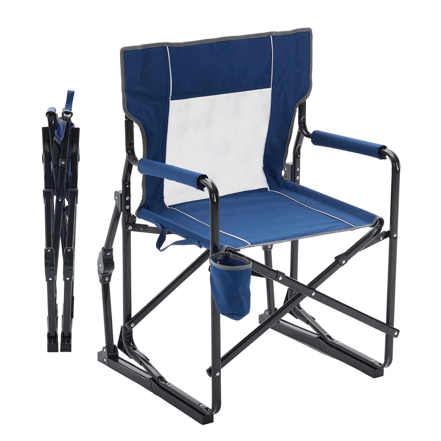 JHK Outdoor Folding Rocking Chair With Mesh Back For Patio