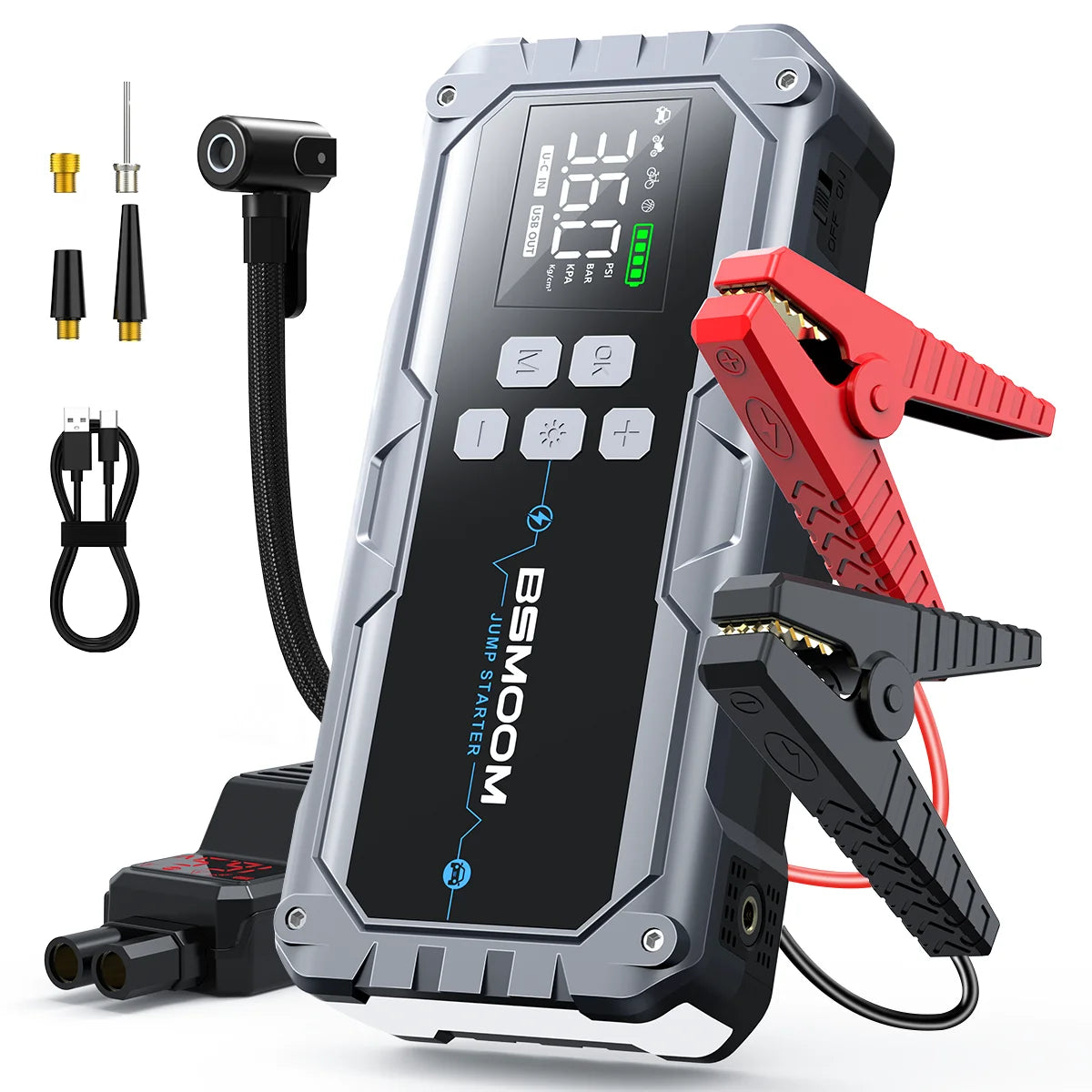 BSMOOM Car Jump Starter With Air Compressor 6000A Portable