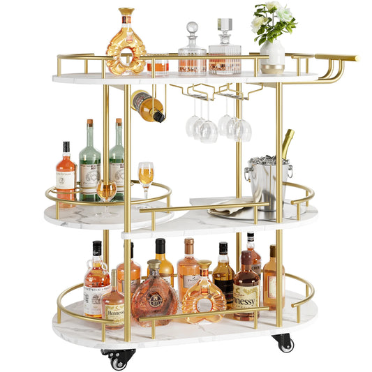 TWISTER.CK Bar Cart With 4-Tier Storage On Wheels And Wine Rack