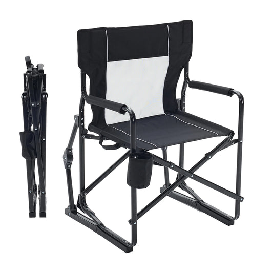 JHK Outdoor Folding Rocking Chair With Mesh Back For Patio