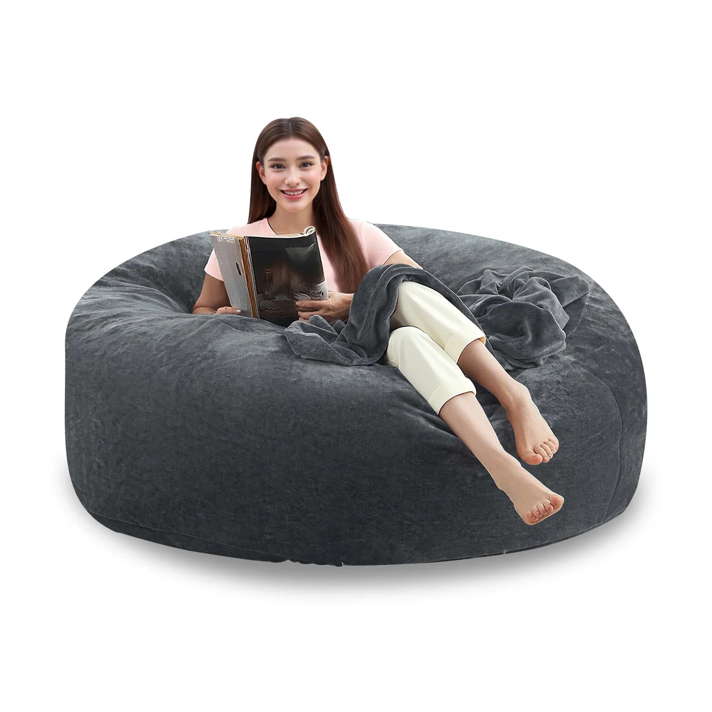 Memory Foam Bean Bag Chair With Flannel Cover For Reading