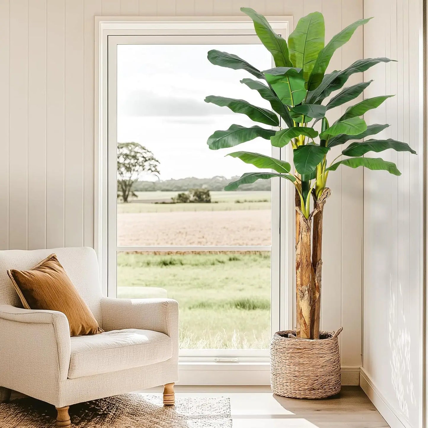 HiMISS Artificial Banana Tree With Banana Leaves For Home Decor