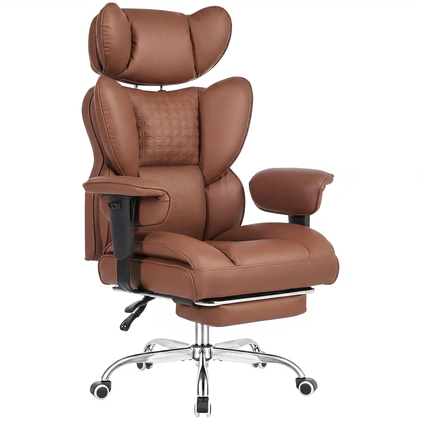 JHK Ergonomic Adjustable Armrests Reclining Office Chair PU Leather