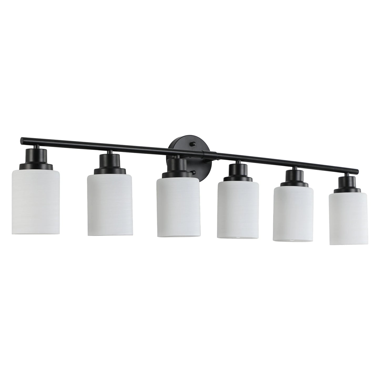 Contemporary Vanity Wall Light With Frosted Glass Lampshades Black Frame