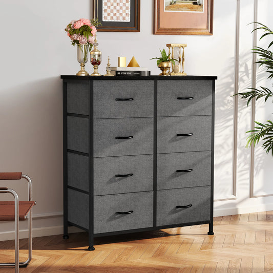 JHK Dresser Wardrobe With 8 Drawers And Steel Frame