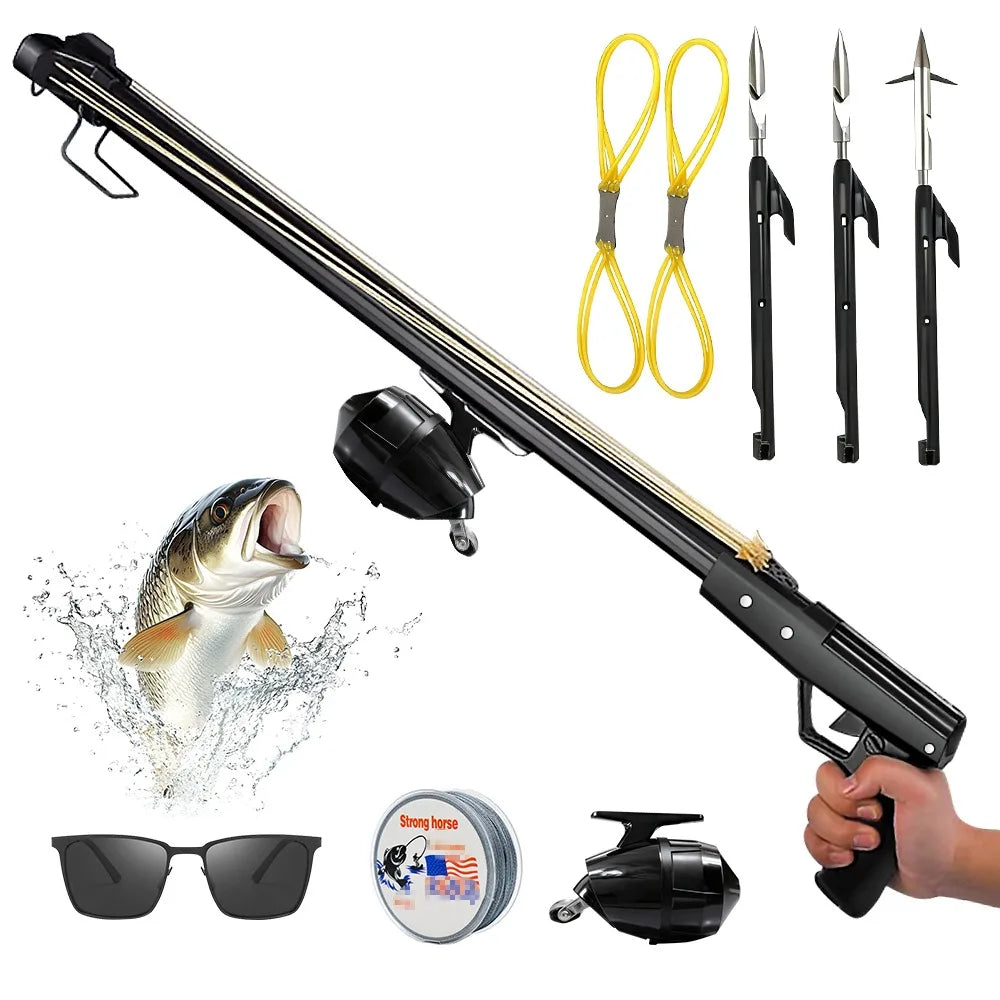 Aluminum Fishing Slingshot Rod With Reel Portable Outdoor Gear