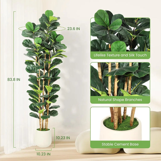 HiMISS Fiddle Leaf Fig Tree With Pot Artificial Plant For Home Decor