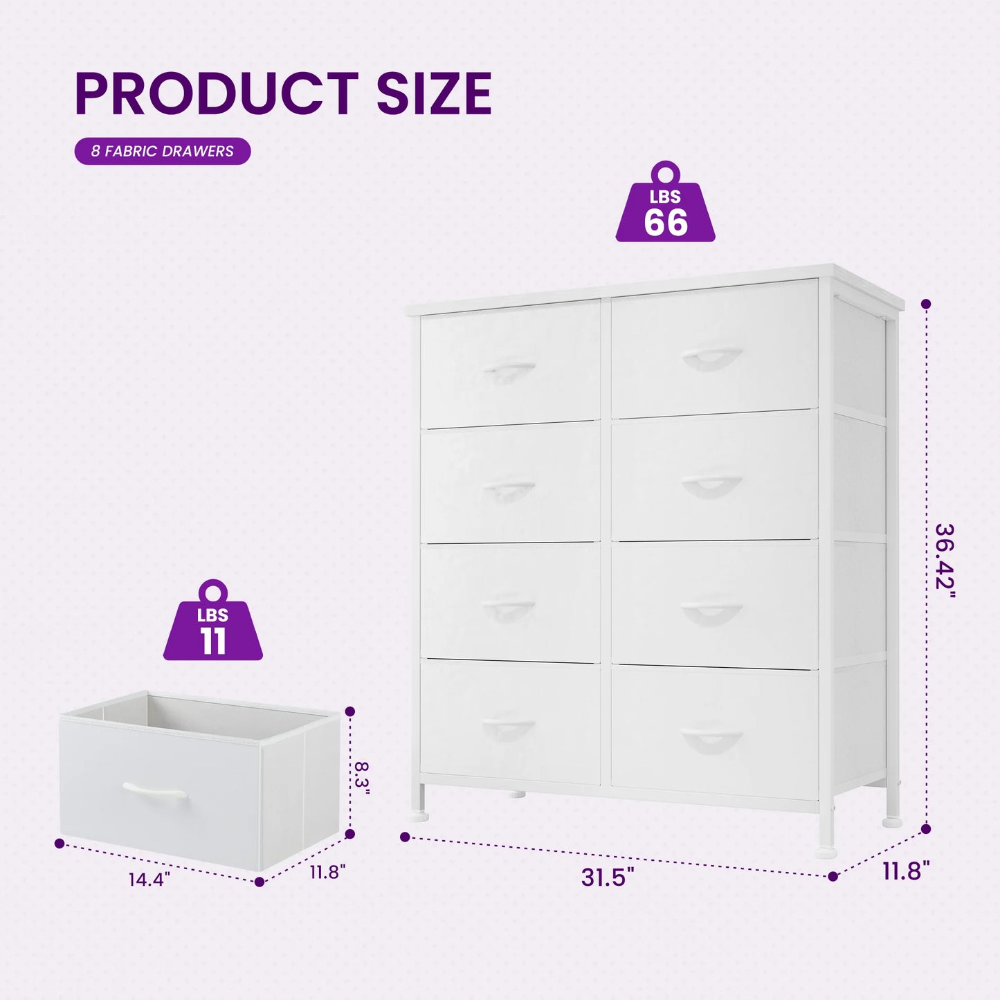 JHK Dresser Wardrobe With 8 Drawers Steel Frame Storage Cabinet
