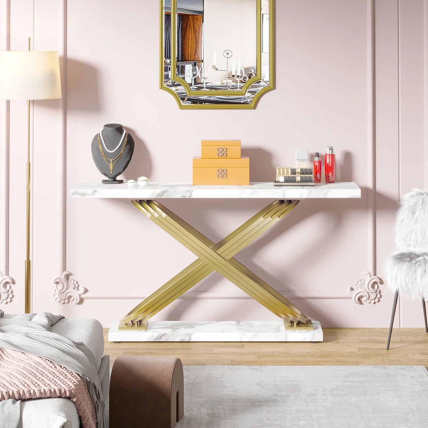 Tribesigns Modern Console Table Faux Marble Entryway