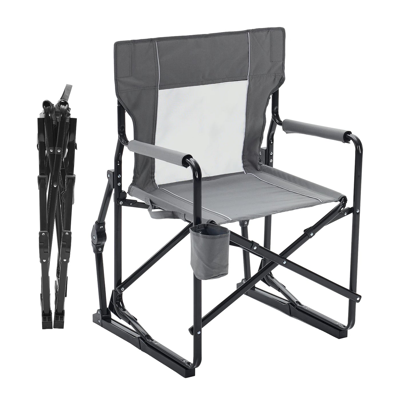 JHK Outdoor Folding Rocking Chair With Mesh Back For Patio