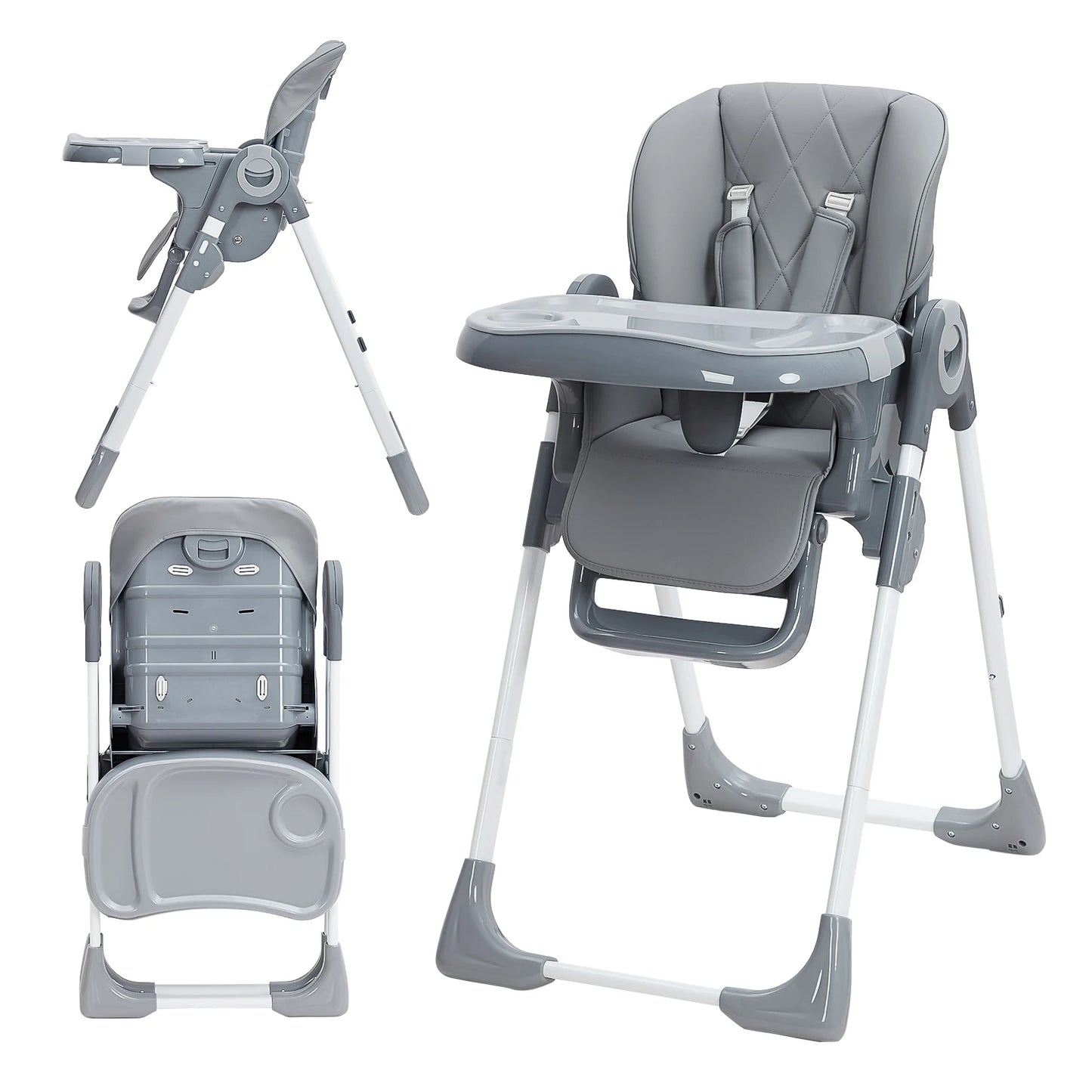 Infant High Chair With Adjustable Height Recline Folding Design