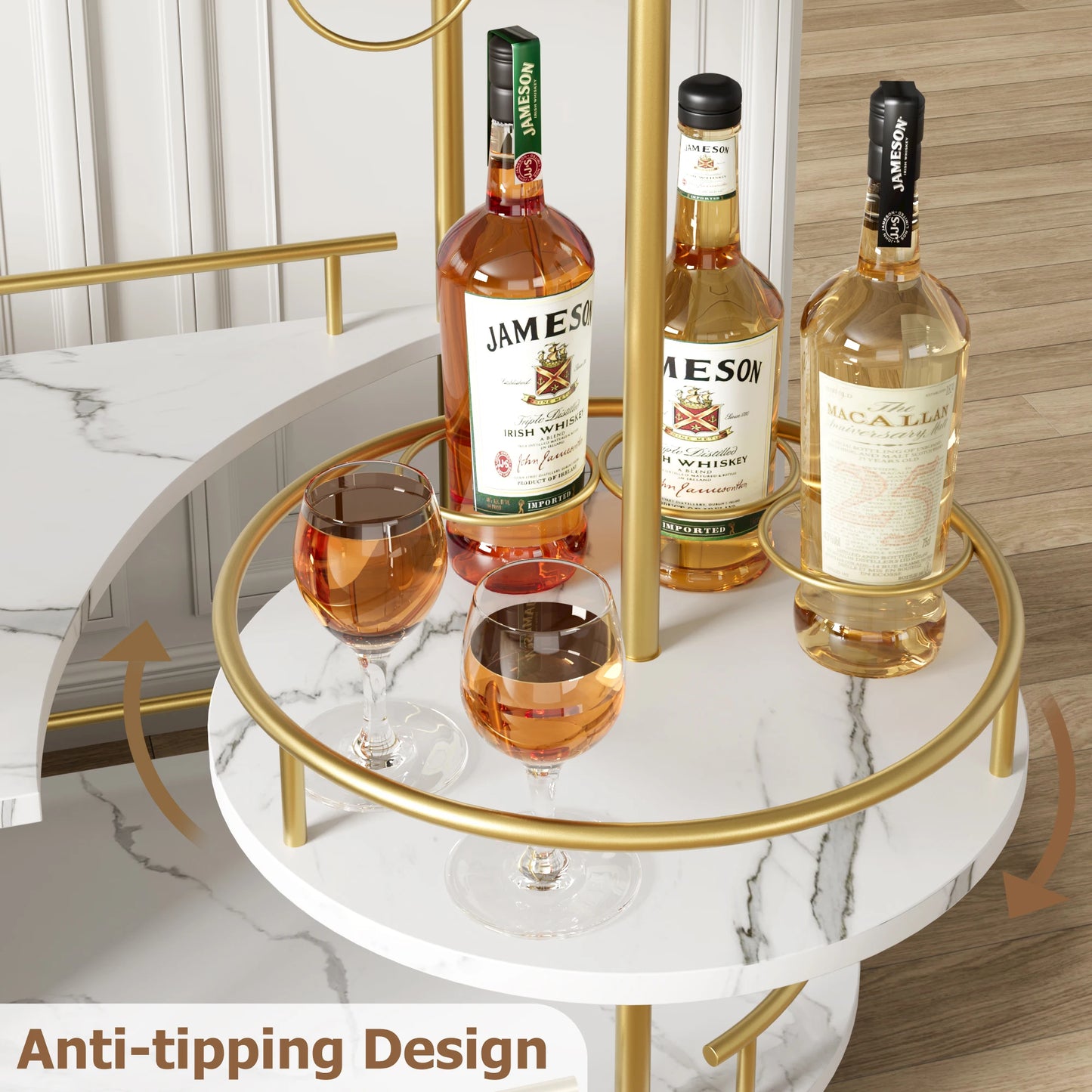TWISTER.CK Bar Cart With 4-Tier Storage On Wheels And Wine Rack