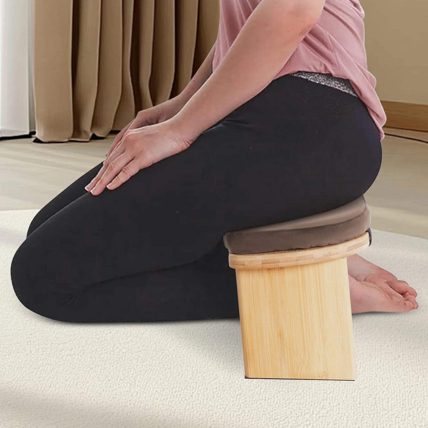 Bymaocar Foldable Meditation Bench For Home Kneeler Yoga Prayer