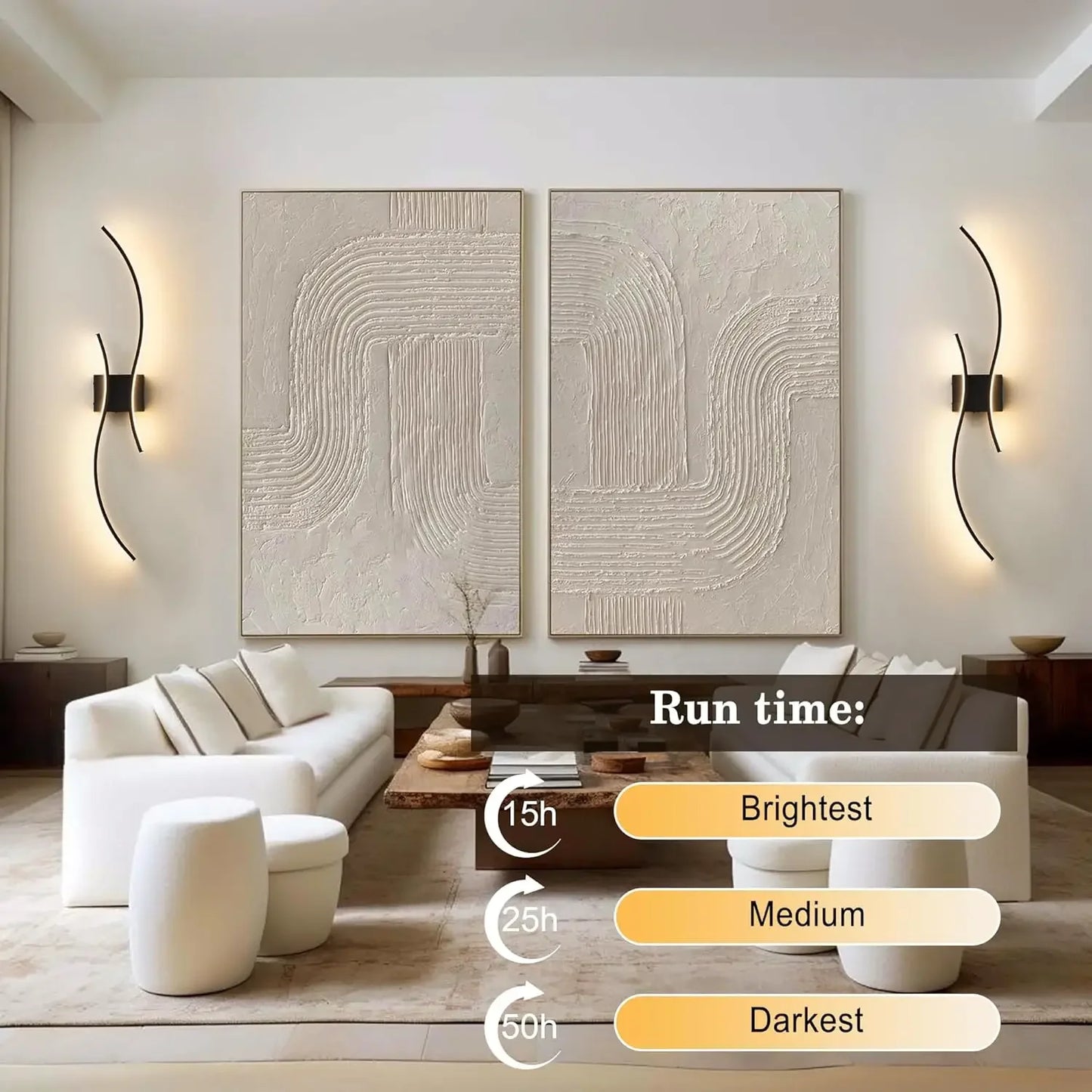 Wall Sconce Set Of Two LED Lights With Remote Control