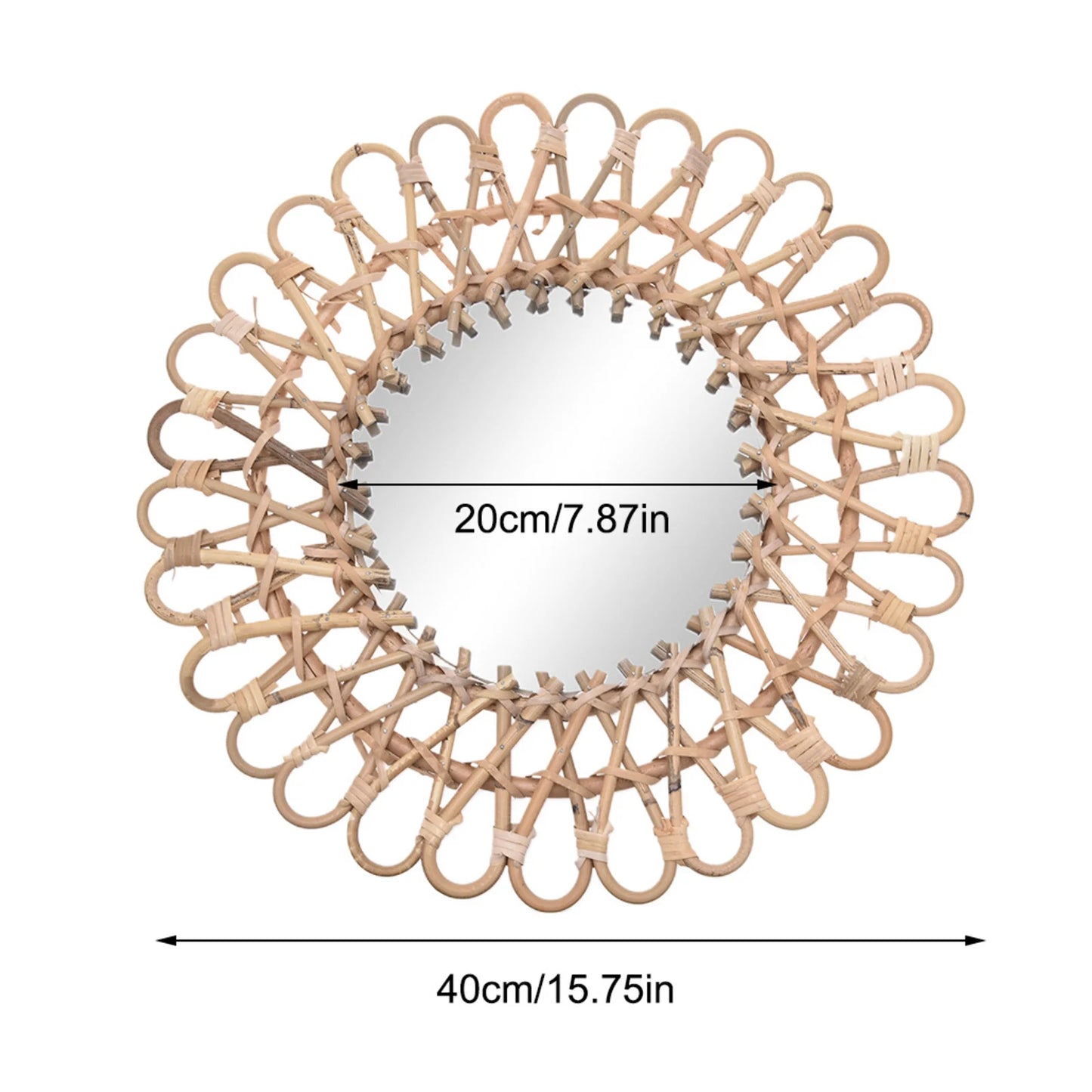Round Rattan Hanging Wall Mirror Nordic Wicker Home Decor