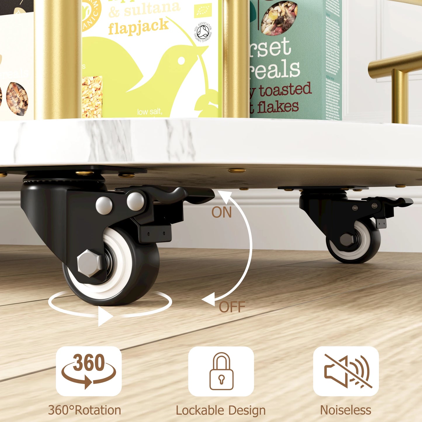 TWISTER.CK Bar Cart With 4-Tier Storage On Wheels And Wine Rack
