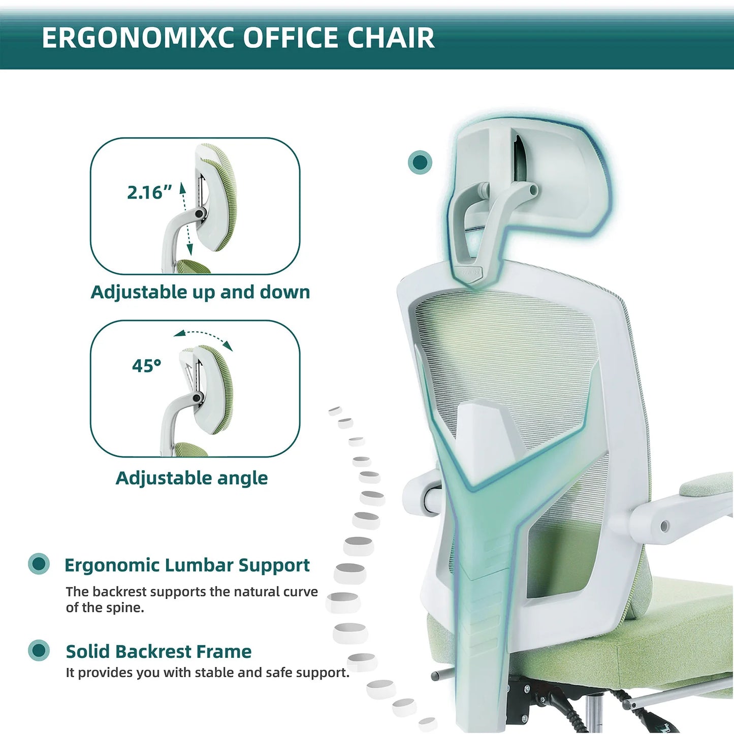 JHK Ergonomic Reclining High Back Mesh Chair With Lumbar Support