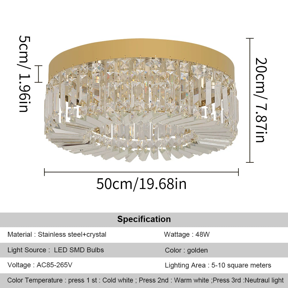 VETRULUS Crystal Ceiling Lamp Modern Led Chandelier For Living Room