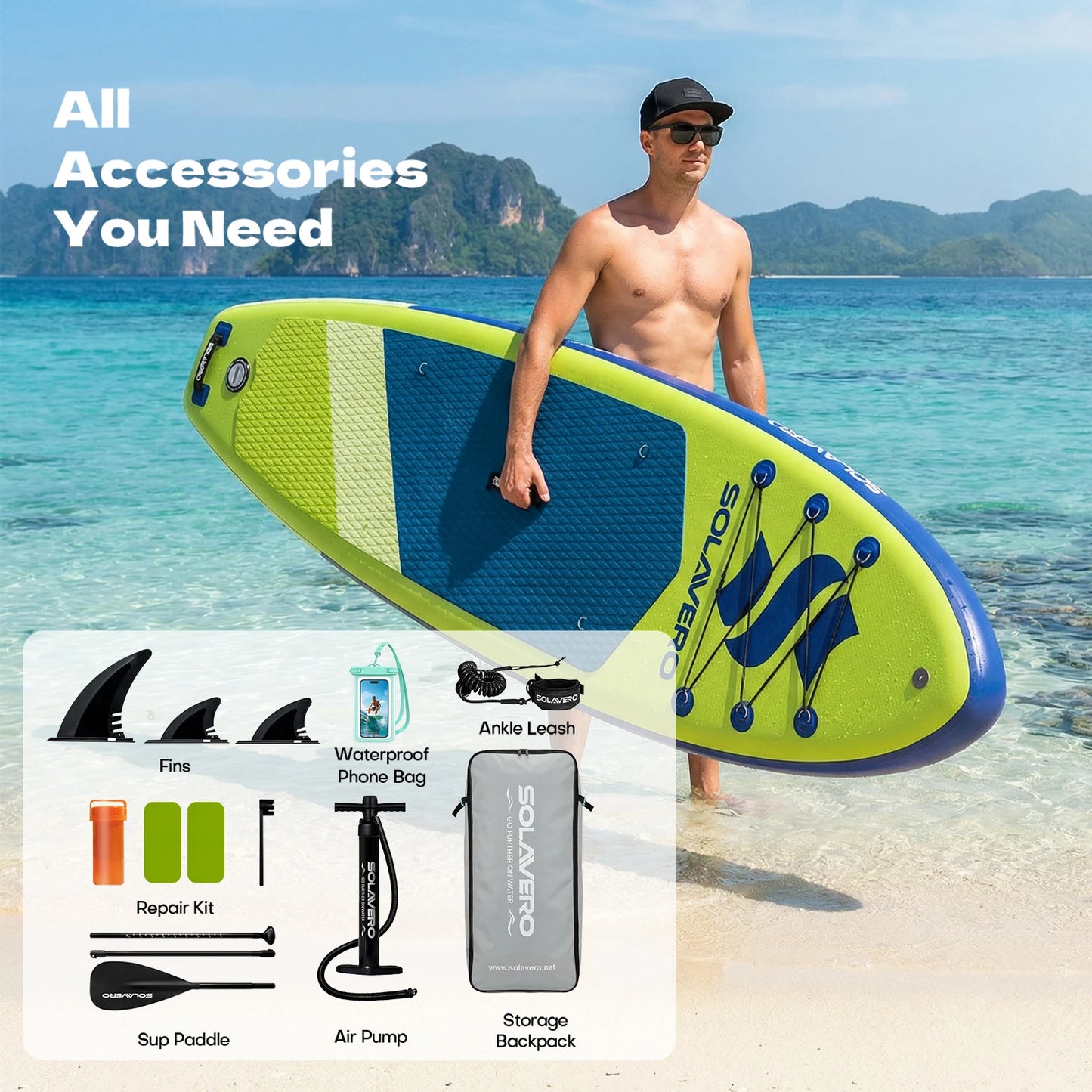 Inflatable Stand Up Paddle Board With Accessories And Carry Bag