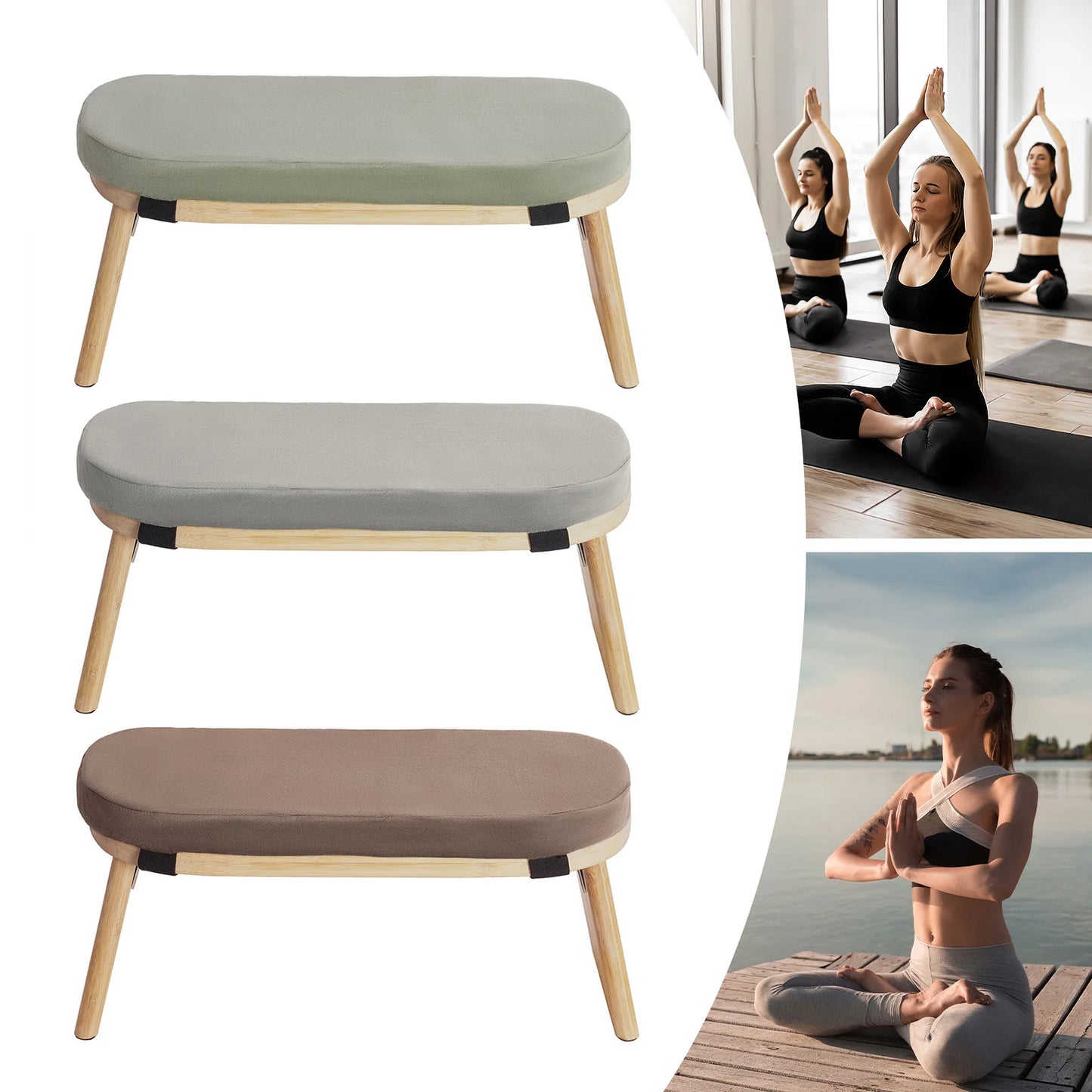 Bymaocar Foldable Meditation Bench Kneeling Stool For Home Yoga