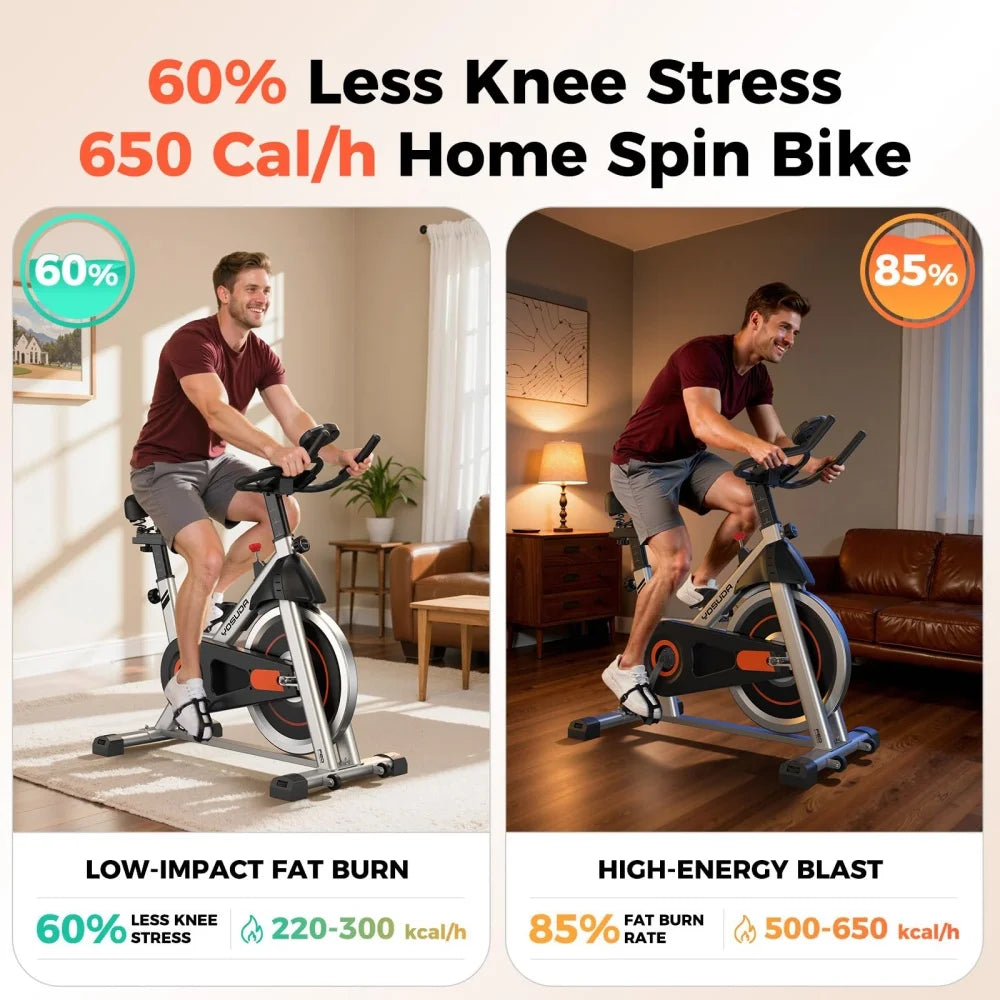 Silent Indoor Spin Bike With Adjustable Comfort Seat For Cardio Training