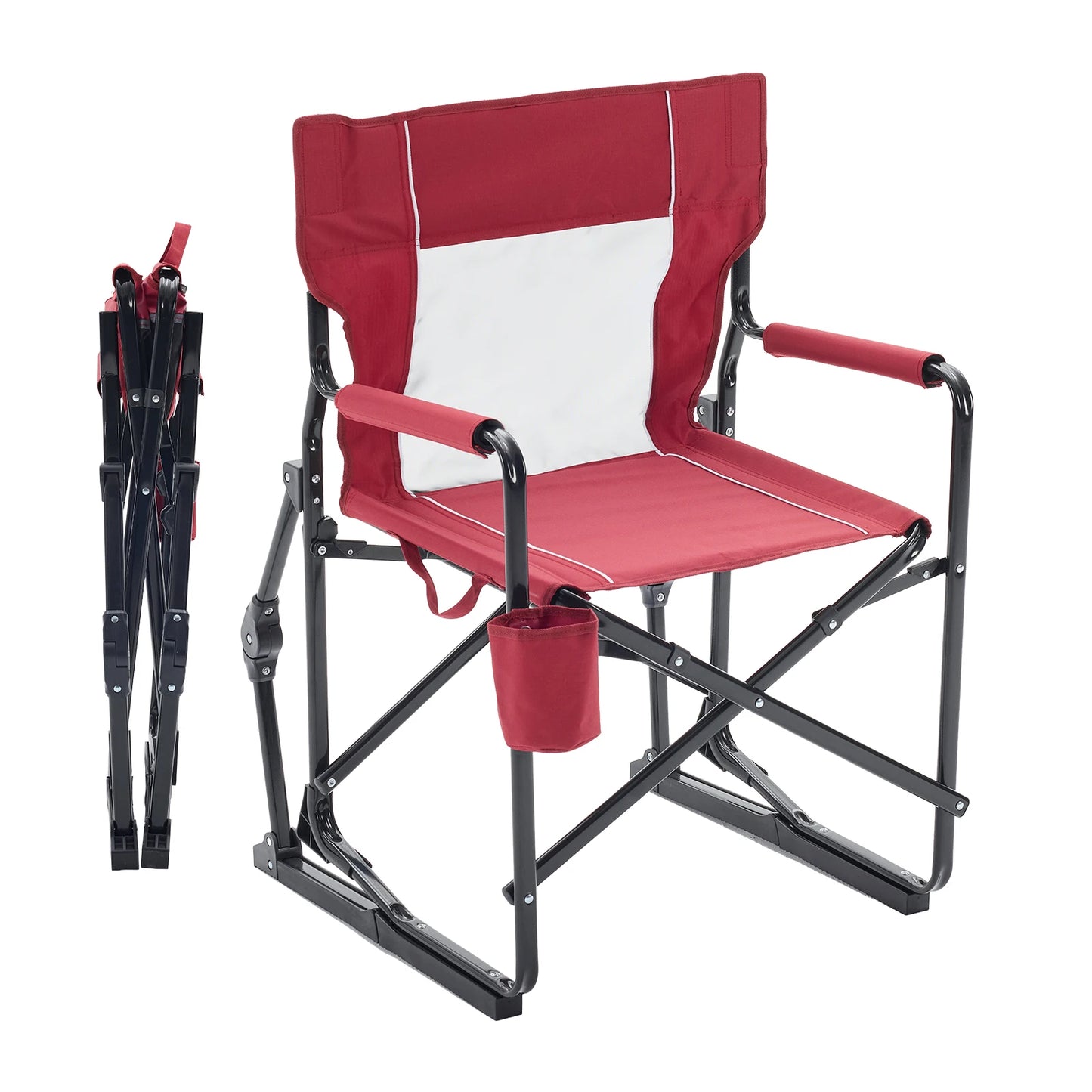 JHK Outdoor Folding Rocking Chair With Mesh Back For Patio
