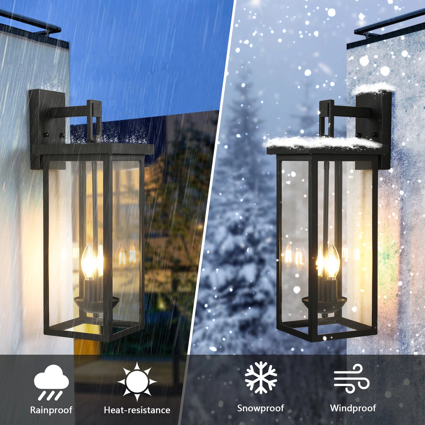 ARLGSITE Outdoor Wall Lantern Dusk To Dawn Sensor Clear Glass