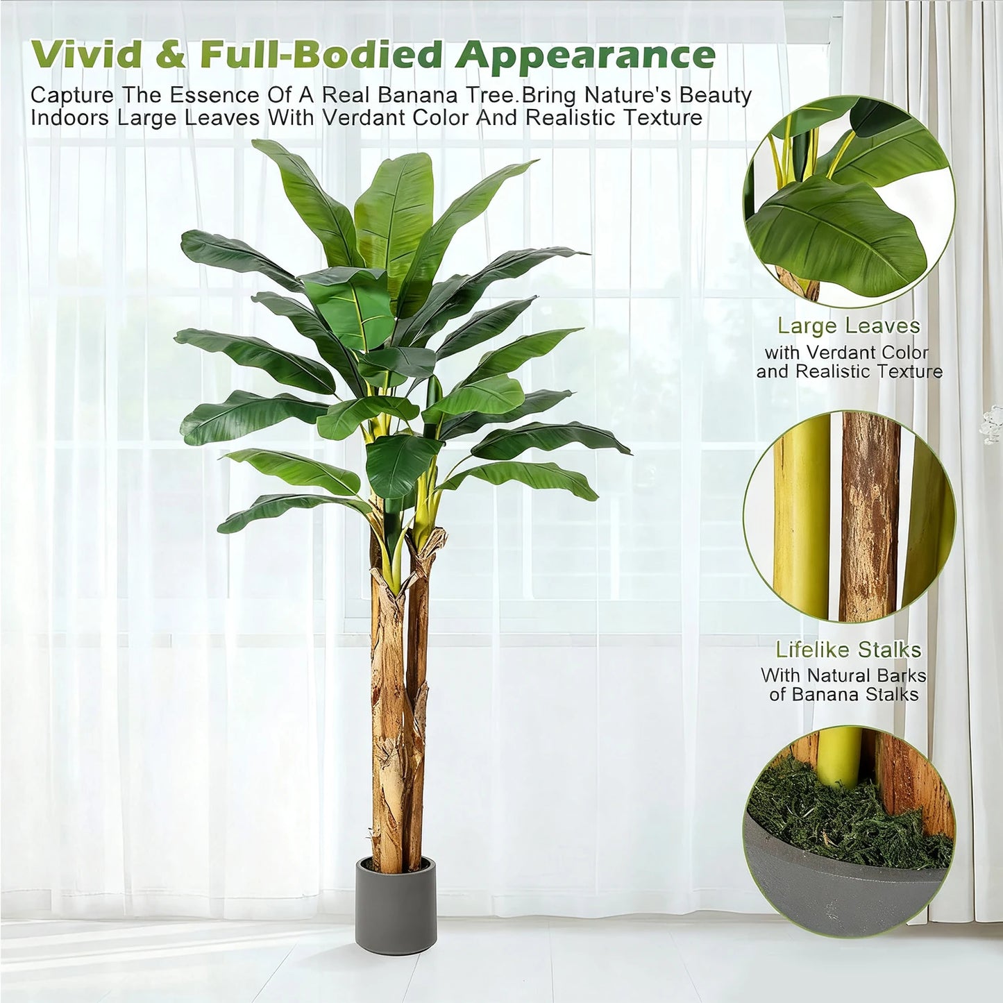 HiMISS Artificial Banana Tree With Planter For Home Decor