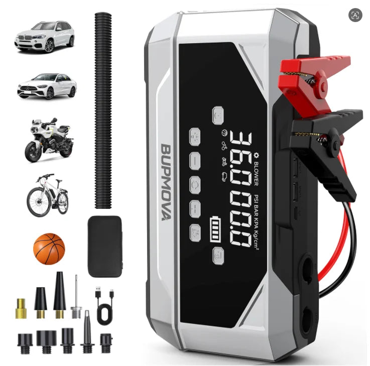 BSMOOM Car Jump Starter With Air Compressor 6000A Portable