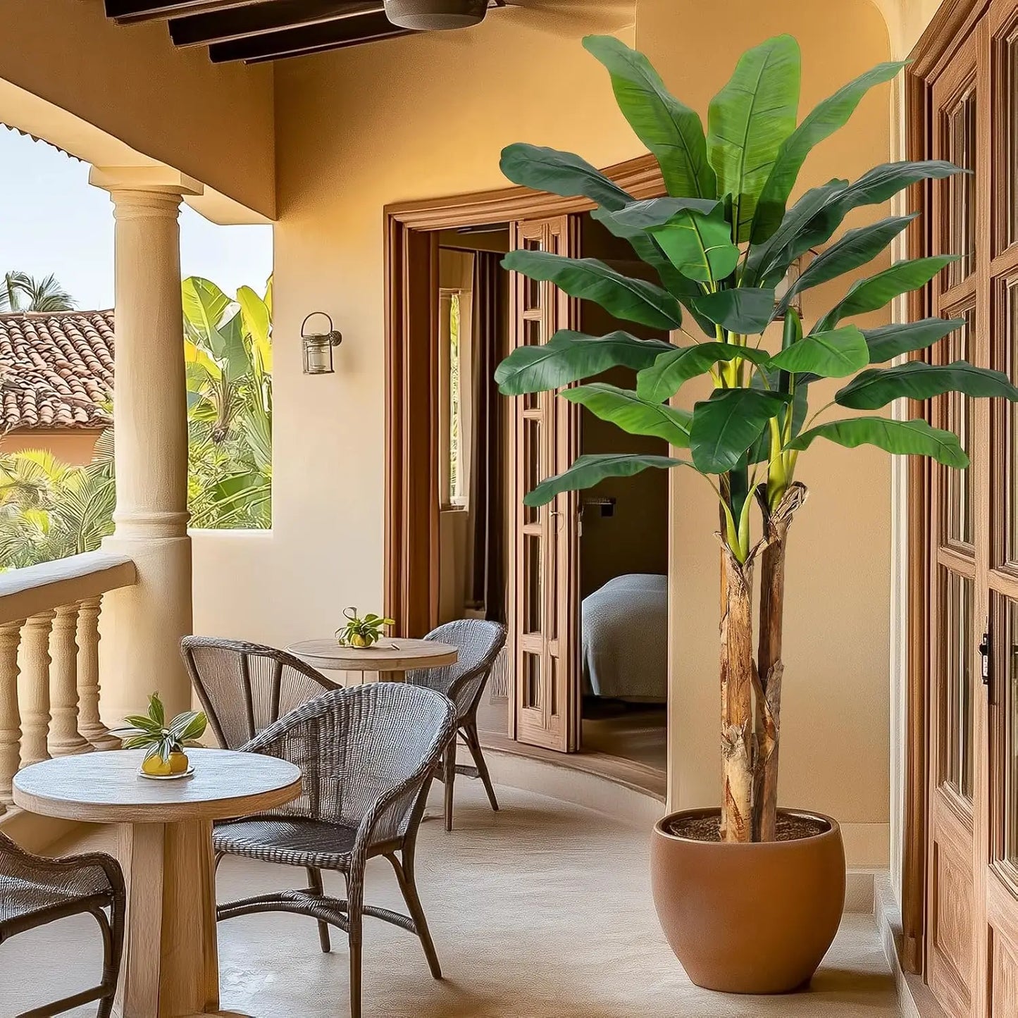 HiMISS Artificial Banana Tree With Banana Leaves For Home Decor