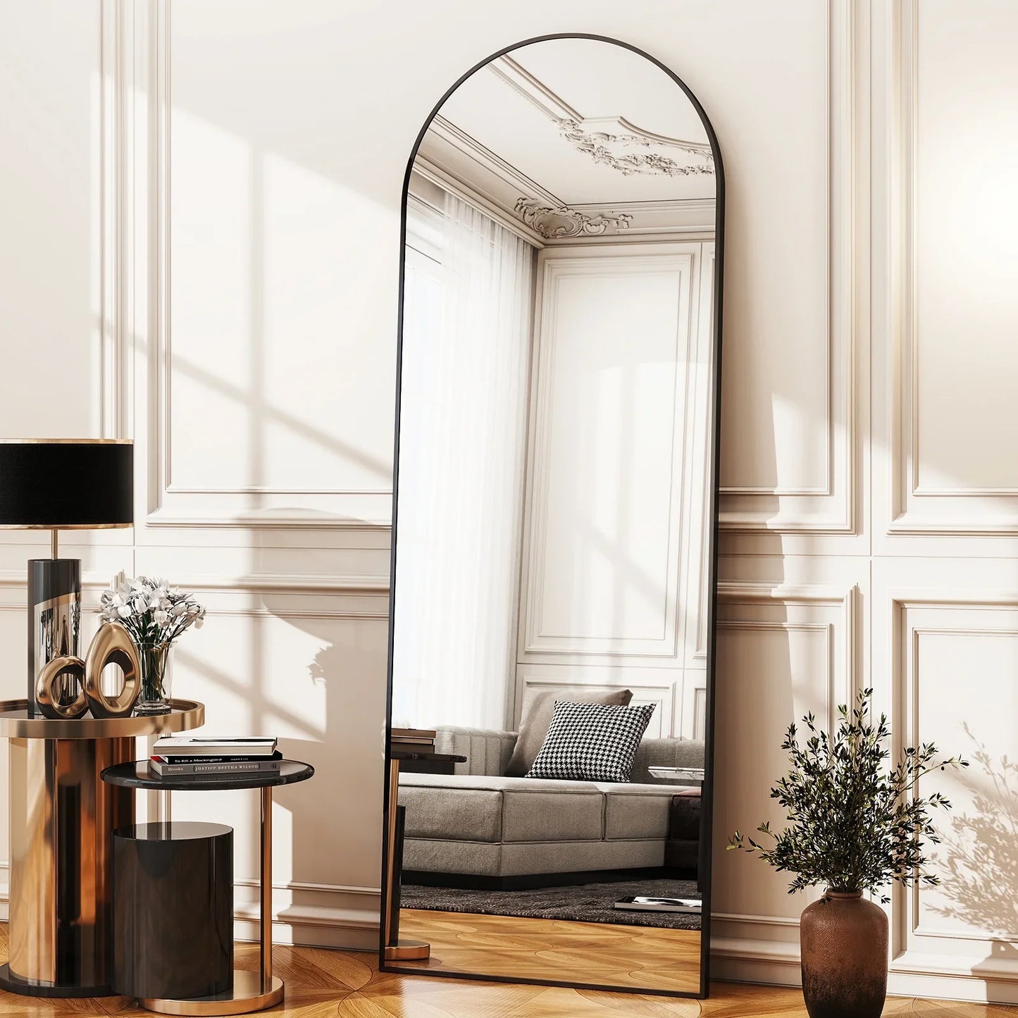 Arched Floor Mirror Free Standing for Hallway Bedroom Decor