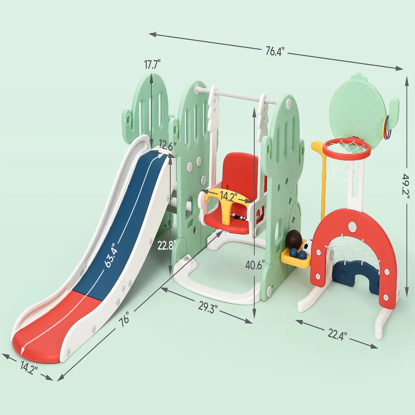 Toddler 7 In 1 Deluxe Playground Slide Swing Set Hoop