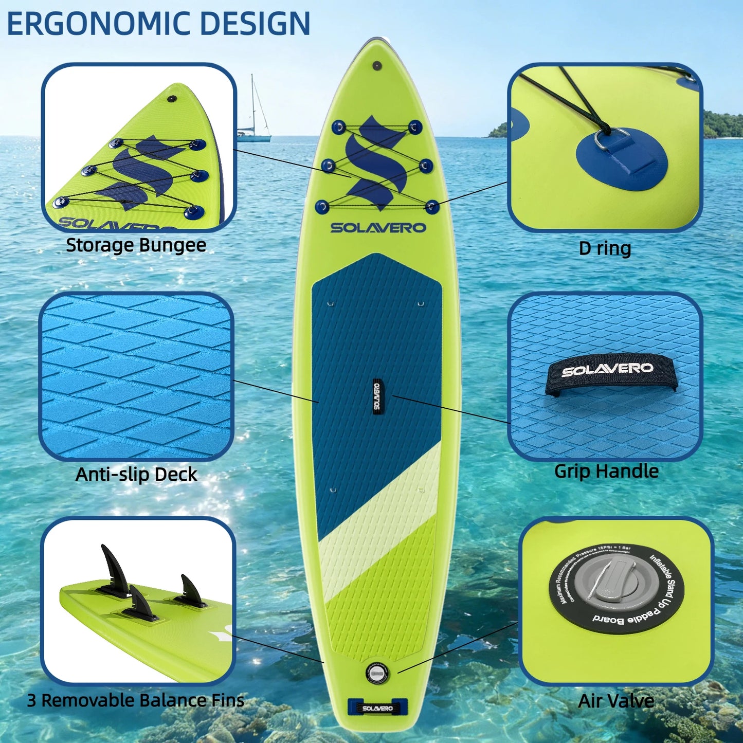 Inflatable Stand Up Paddle Board With Accessories And Carry Bag