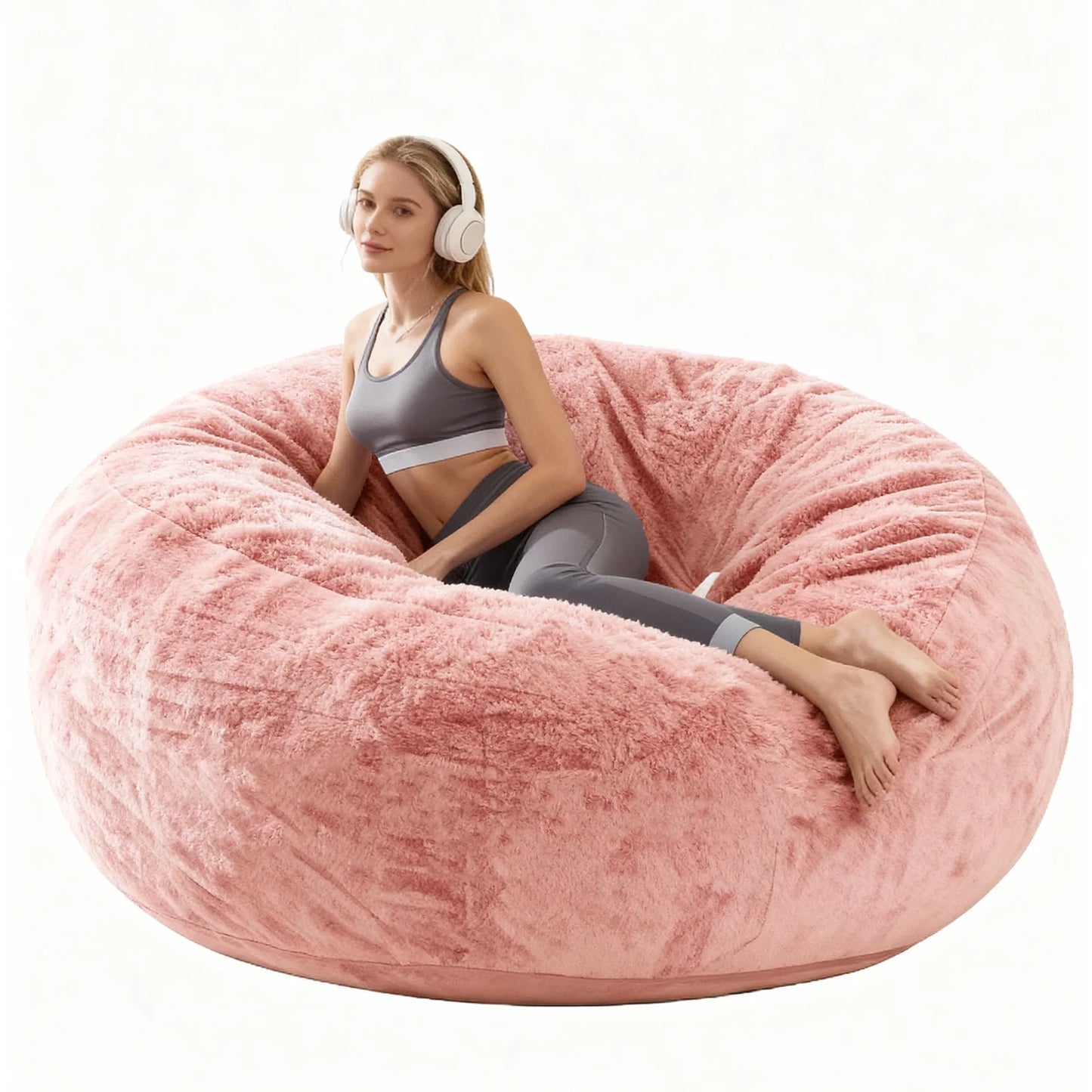Memory Foam Beanbag Chair With Washable Flannel Cover
