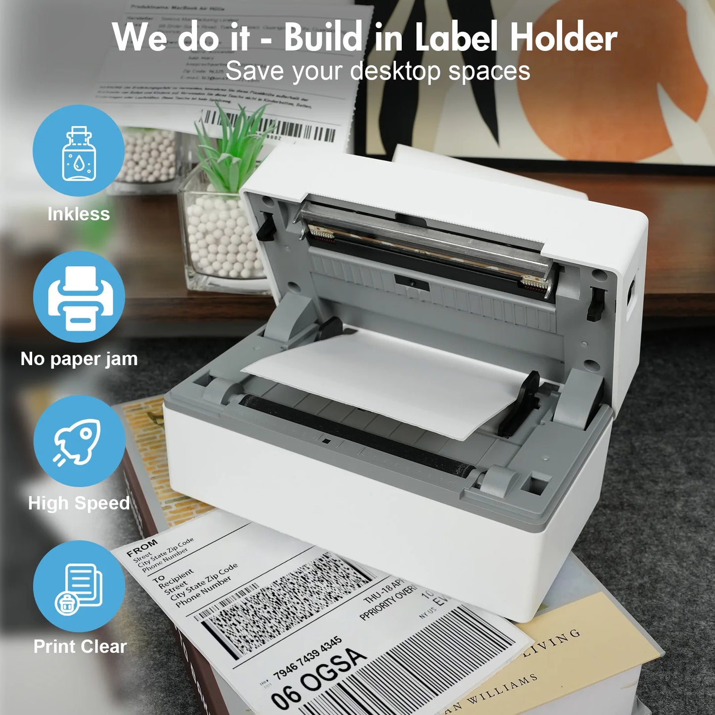 TakeYou Thermal Label Printer Portable No Ink Bluetooth USB