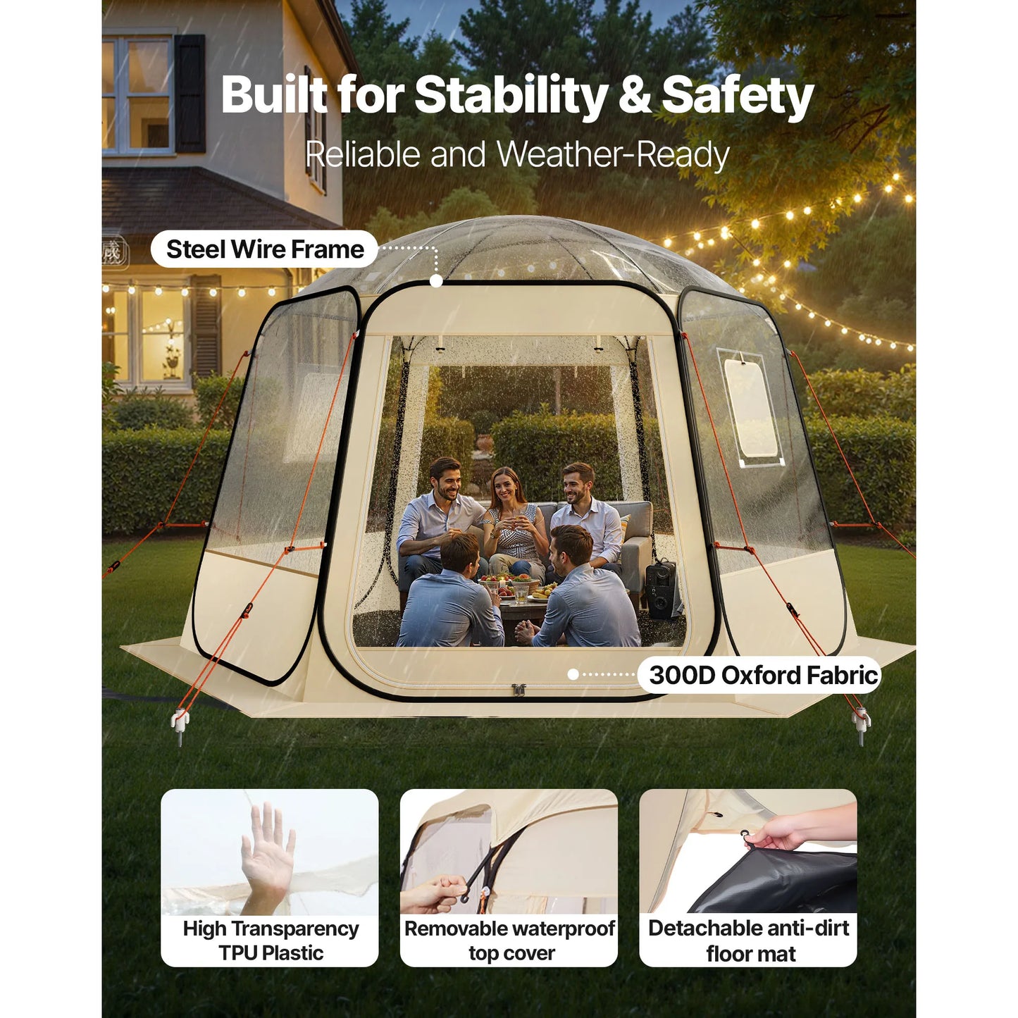 SucceBuy Pop Up Bubble Tent Waterproof UV-Resistant Dome Shelter