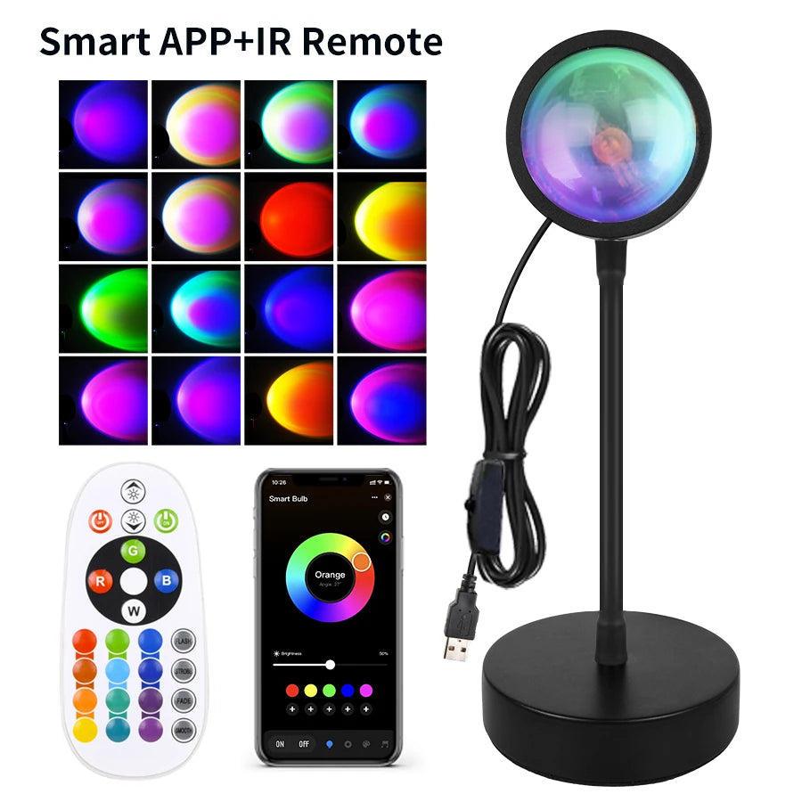 YzzYzz Sunset Lamp USB RGB Night Light Smart Life App