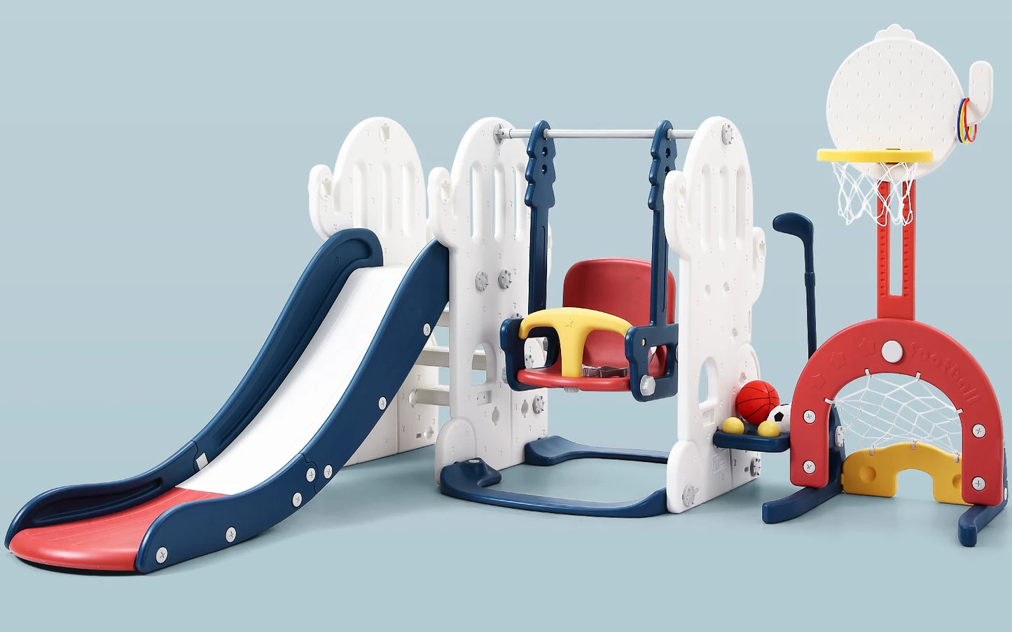 Toddler 7 In 1 Deluxe Playground Slide Swing Set Hoop