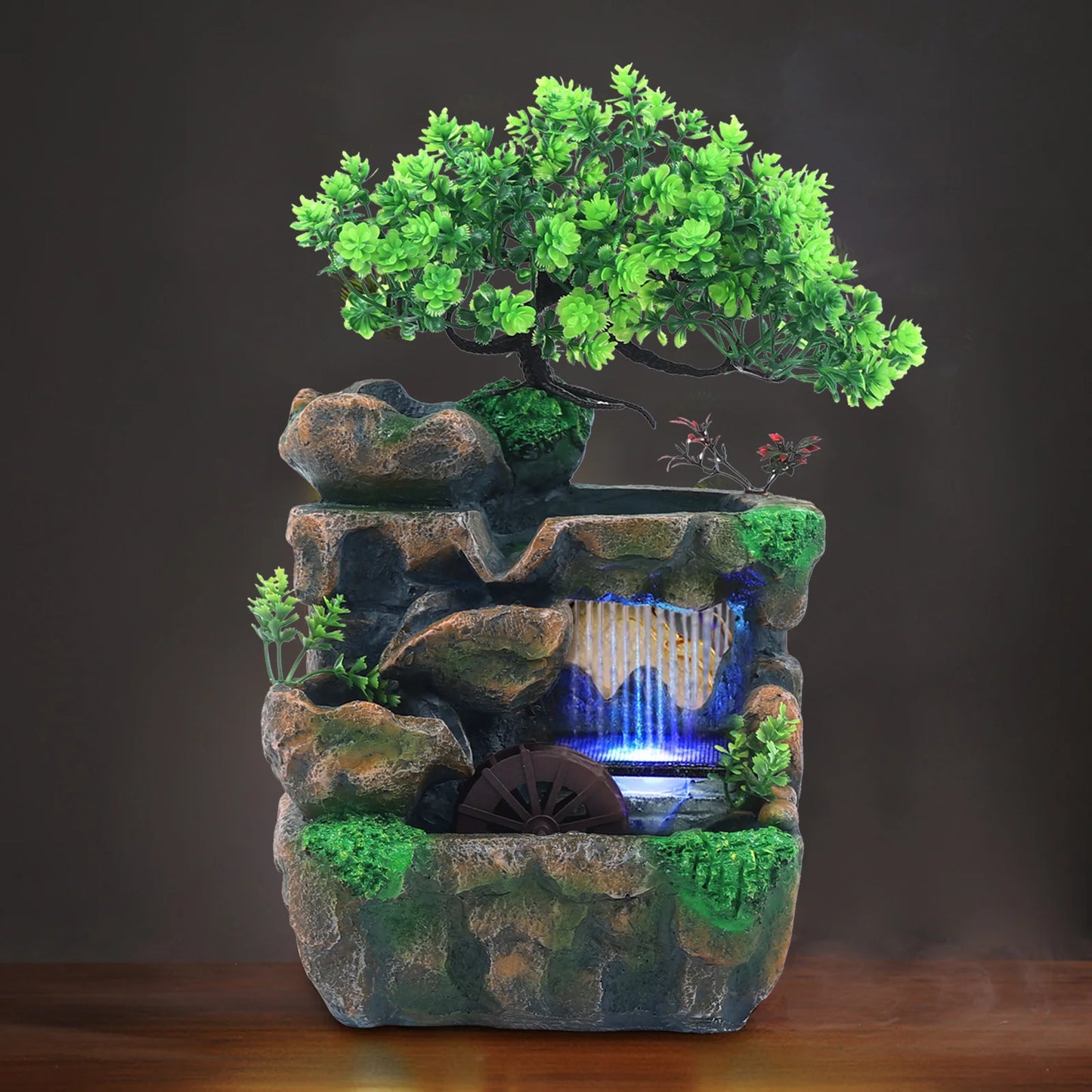 Indoor Room Fountain Waterfall With Color Changing LED Lights Zen Meditation