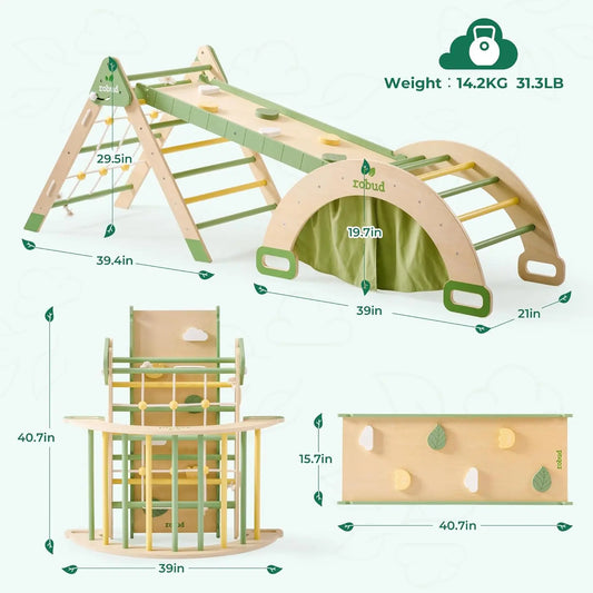 Robotime Robud 7 In 1 Wooden Triangle Climbing Toy Montessori