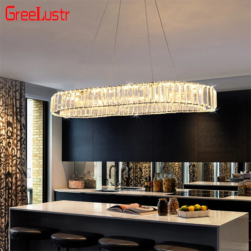 GreeLustr Indoor K9 Crystal Oval Ring Lamp Pendant