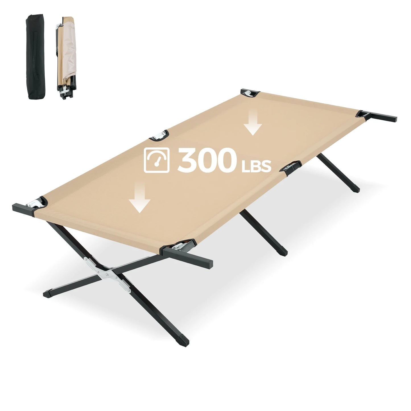 JHK Portable Folding Camping Cot with Sturdy Carbon Steel Frame