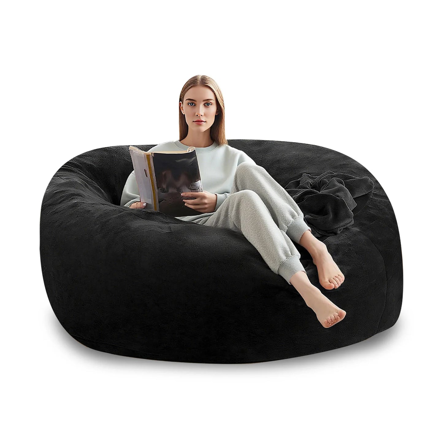 Memory Foam Bean Bag Chair With Flannel Cover For Reading