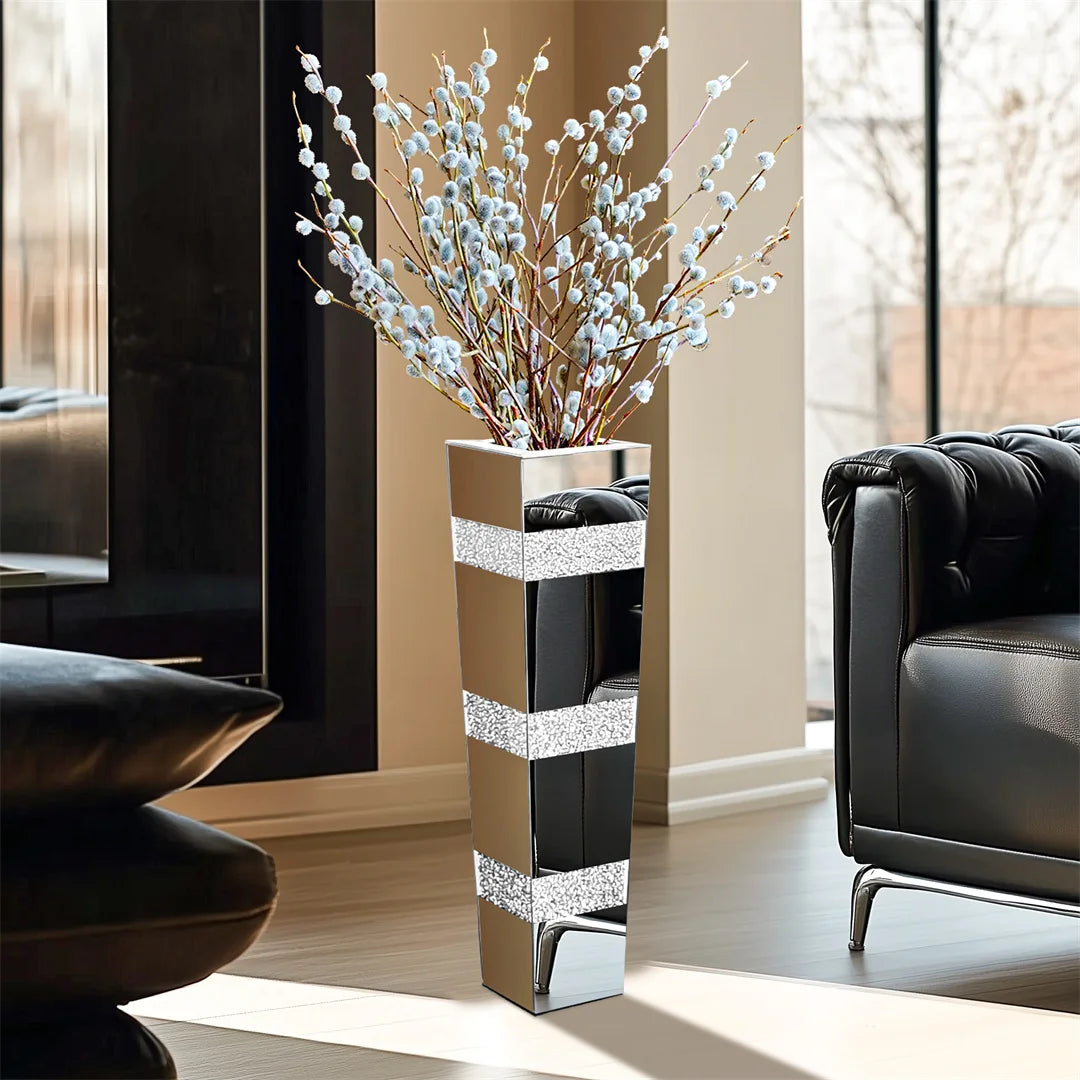 Modern Floor Vase With Crystal Accents For Home Decor