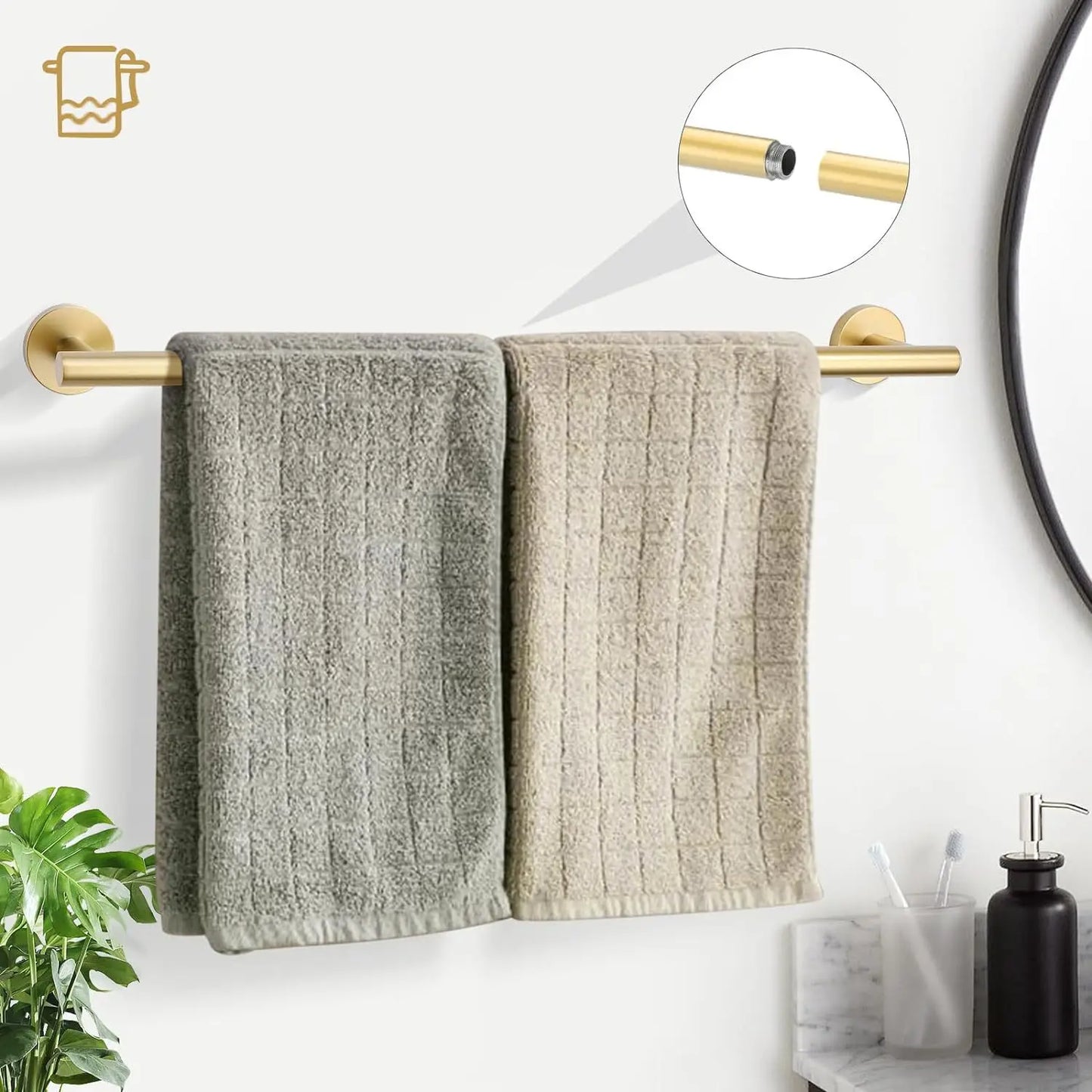 Brushed Gold 5-Piece Bathroom Hardware Set Stainless Steel
