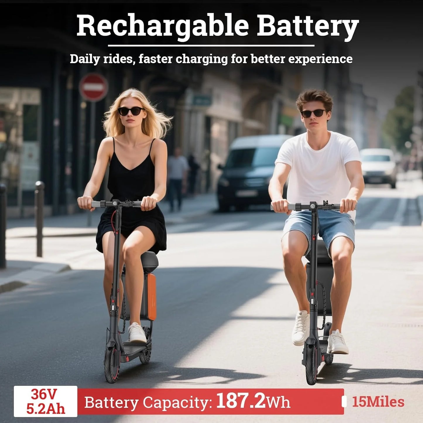 Ladped Electric Scooter 350W 36V Range Up To 16 Miles With Removable Seat