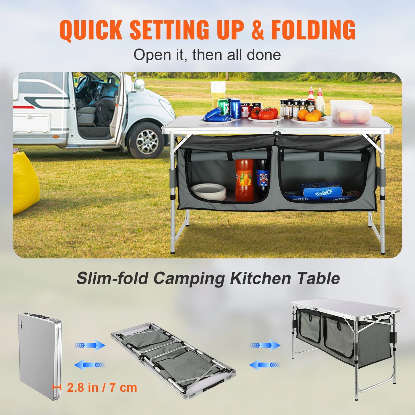 VEVOR Camping Kitchen Table Foldable Outdoor Cooking Station