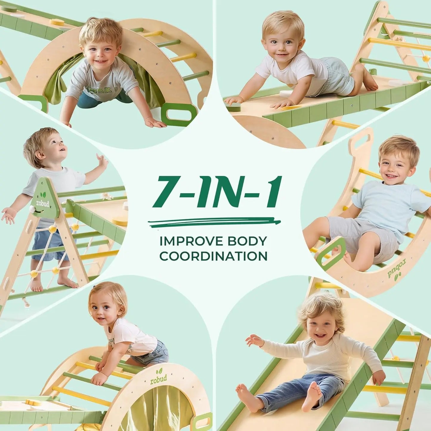 Robotime Robud 7 In 1 Wooden Triangle Climbing Toy Montessori
