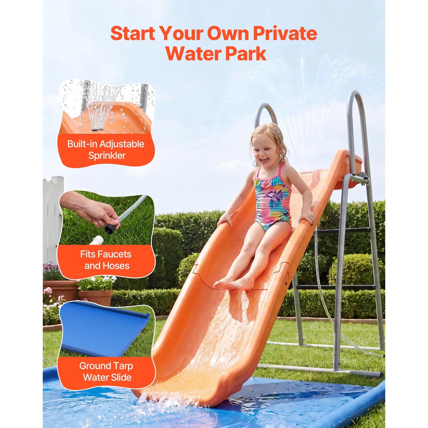 Water Slide With Built In Sprinkler For Backyard Fun